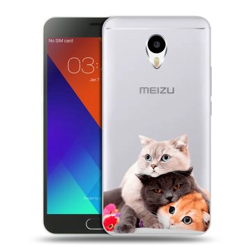 Пластиковый чехол на Meizu M3 Note с принтом Кошки Пластиковый чехол на Meizu M3 Note с принтом Кошки