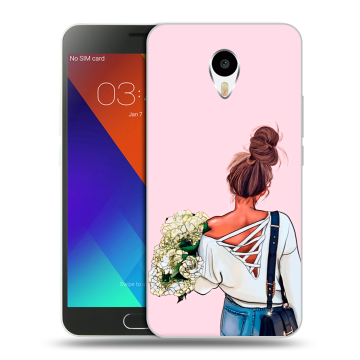 Пластиковый чехол на Meizu M3 Note с принтом Девушка и букет Пластиковый чехол на Meizu M3 Note с принтом Девушка и букет