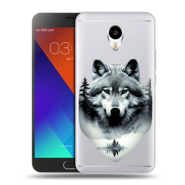 Пластиковый чехол на Meizu M3 Note с принтом Волк в лесу Пластиковый чехол на Meizu M3 Note с принтом Волк в лесу