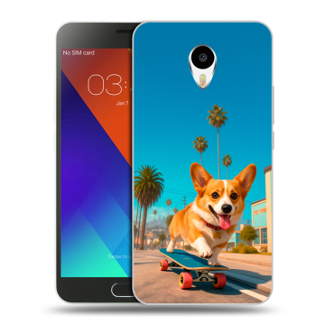 Пластиковый чехол на Meizu M3 Note с принтом Корги на скейте Пластиковый чехол на Meizu M3 Note с принтом Корги на скейте