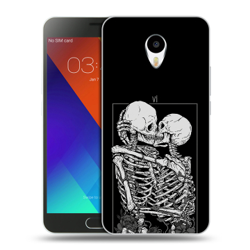 Пластиковый чехол на Meizu M3 Note с принтом Поцелуй скелетов Пластиковый чехол на Meizu M3 Note с принтом Поцелуй скелетов