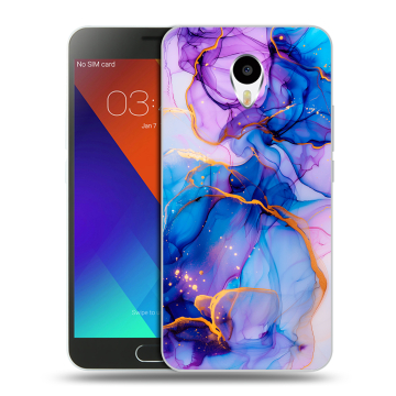 Пластиковый чехол на Meizu M3 Note с принтом синий мрамор Пластиковый чехол на Meizu M3 Note с принтом синий мрамор