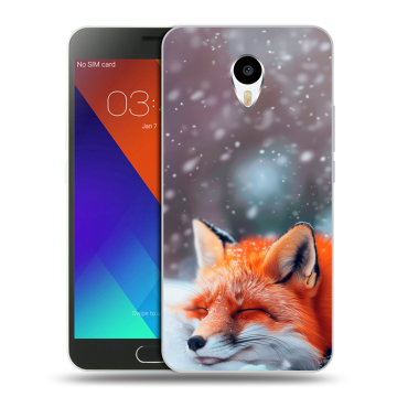 Пластиковый чехол на Meizu M3 Note с принтом лиса Пластиковый чехол на Meizu M3 Note с принтом лиса