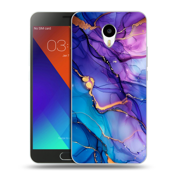 Пластиковый чехол на Meizu M3 Note с принтом синий мрамор Пластиковый чехол на Meizu M3 Note с принтом синий мрамор