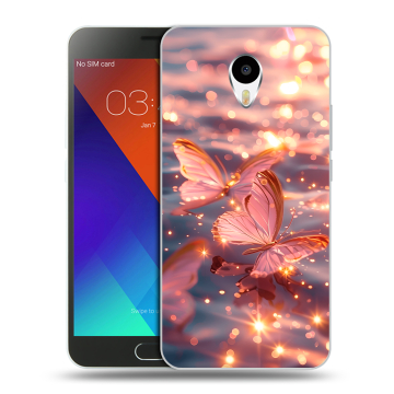 Пластиковый чехол на Meizu M3 Note с принтом бабочки розовые Пластиковый чехол на Meizu M3 Note с принтом бабочки розовые