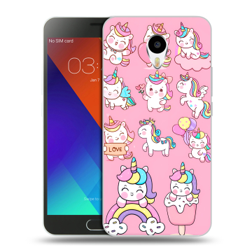 Пластиковый чехол на Meizu M3 Note с принтом Единороги и радуга Пластиковый чехол на Meizu M3 Note с принтом Единороги и радуга