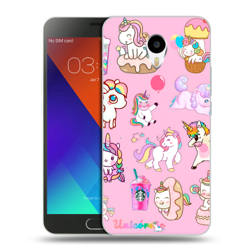 Пластиковый чехол на Meizu M3 Note с принтом розовые единороги Пластиковый чехол на Meizu M3 Note с принтом розовые единороги