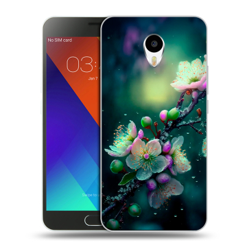 Пластиковый чехол на Meizu M3 Note с принтом Цветы и мрамор