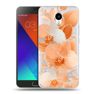 Пластиковый чехол на Meizu M3 Note с принтом Бежевые цветы