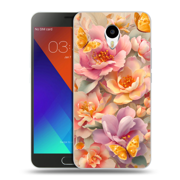 Пластиковый чехол на Meizu M3 Note с принтом Цветы и бабочки