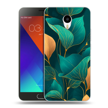 Пластиковый чехол на Meizu M3 Note с принтом Листья и золото