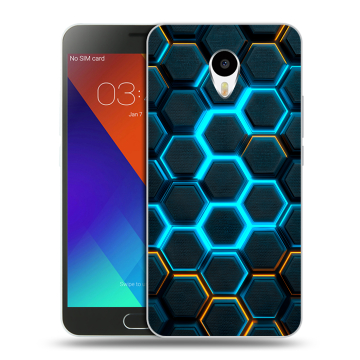 Пластиковый чехол на Meizu M3 Note с принтом Неоновые соты