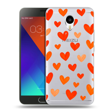 Пластиковый чехол на Meizu M3 Note с принтом Сердечки