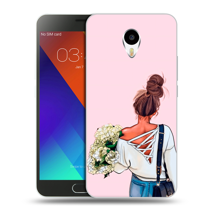 Пластиковый чехол на Meizu M3 Note с принтом Девушка и букет Пластиковый чехол на Meizu M3 Note с принтом Девушка и букет