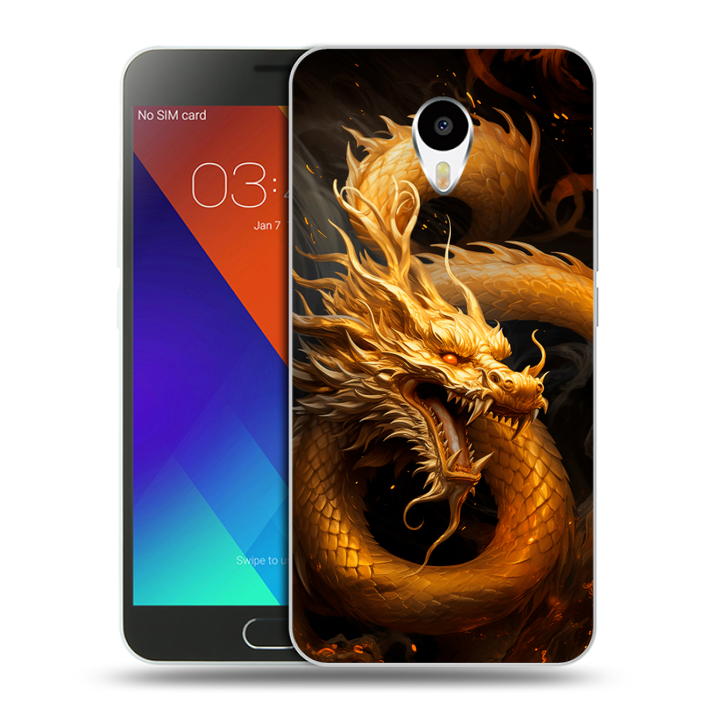 Пластиковый чехол на Meizu M3 Note с принтом Золотой дракон Пластиковый чехол на Meizu M3 Note с принтом Золотой дракон