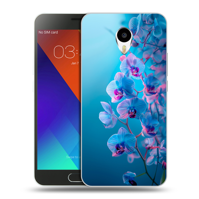 Пластиковый чехол на Meizu M3 Note с принтом голубые орхидеи Пластиковый чехол на Meizu M3 Note с принтом голубые орхидеи