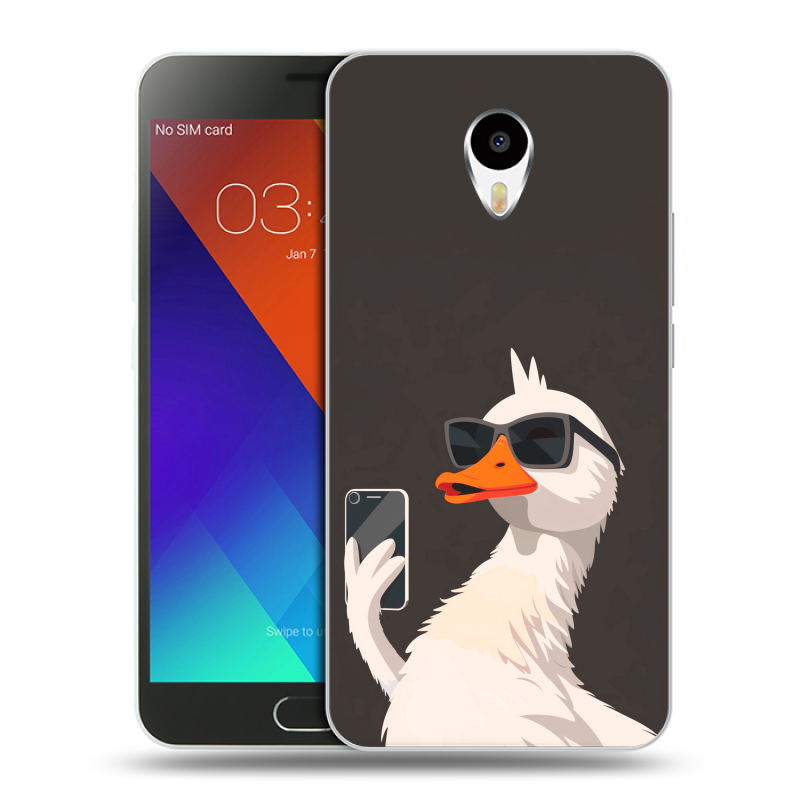 Пластиковый чехол на Meizu M3 Note с принтом утка в очках Пластиковый чехол на Meizu M3 Note с принтом утка в очках