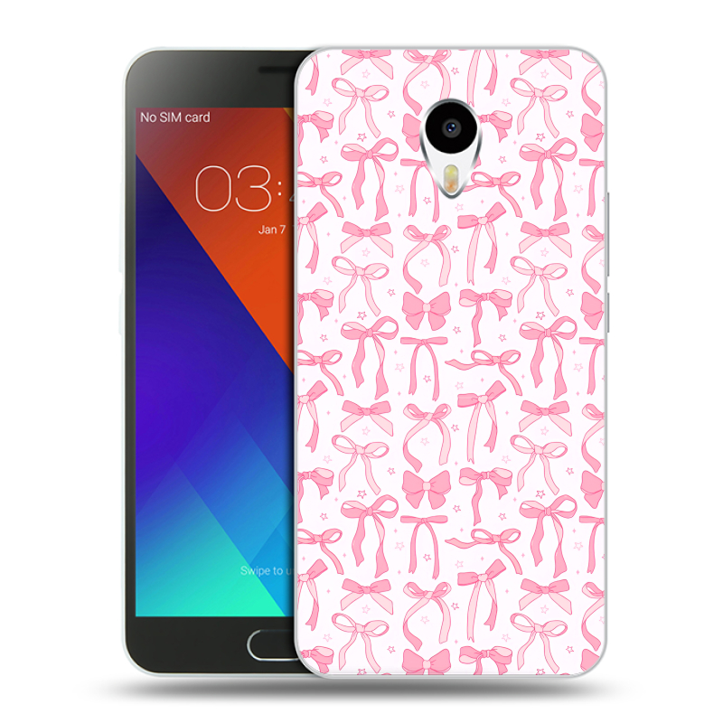 Пластиковый чехол на Meizu M3 Note с принтом Розовые бантики Пластиковый чехол на Meizu M3 Note с принтом Розовые бантики