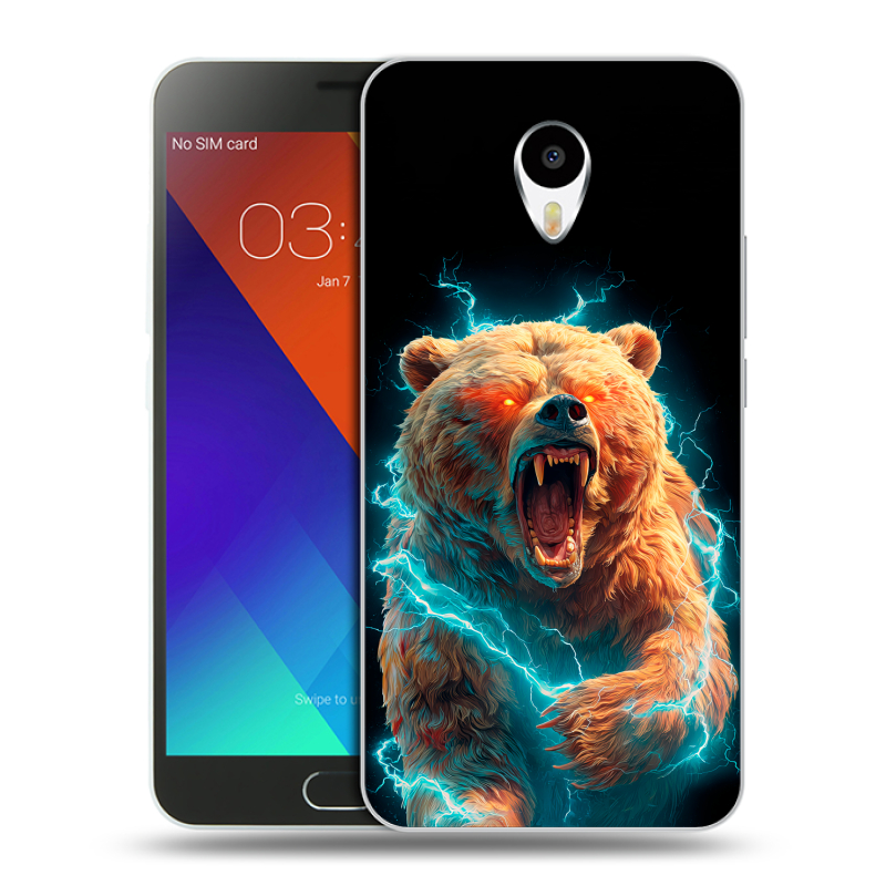 Пластиковый чехол на Meizu M3 Note с принтом Медведь Пластиковый чехол на Meizu M3 Note с принтом Медведь