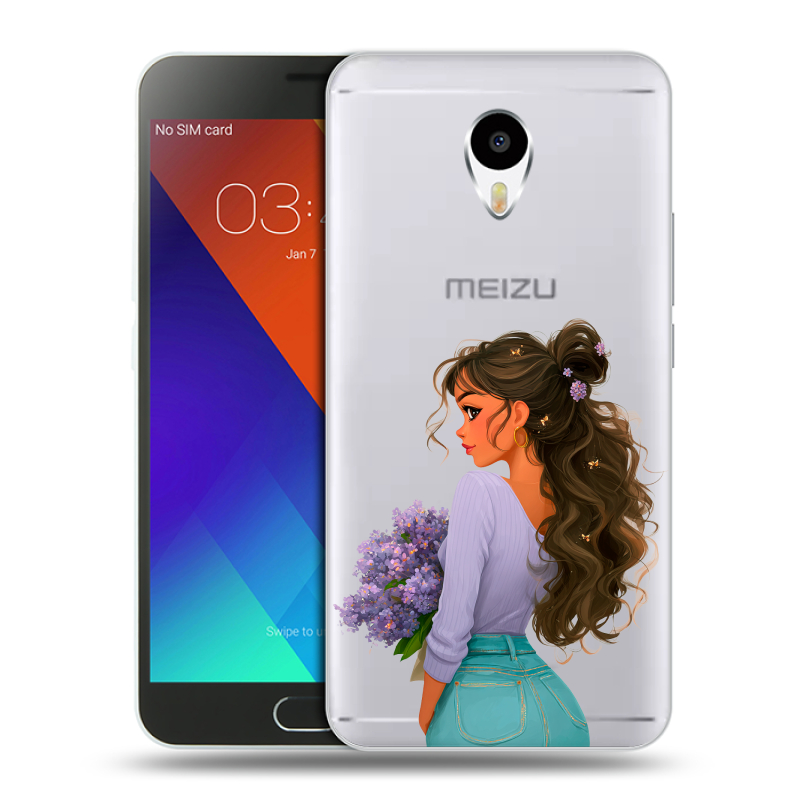 Пластиковый чехол на Meizu M3 Note с принтом девушка цветы Пластиковый чехол на Meizu M3 Note с принтом девушка цветы