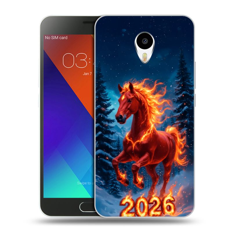 Пластиковый чехол на Meizu M3 Note с принтом Новый год коня Пластиковый чехол на Meizu M3 Note с принтом Новый год коня