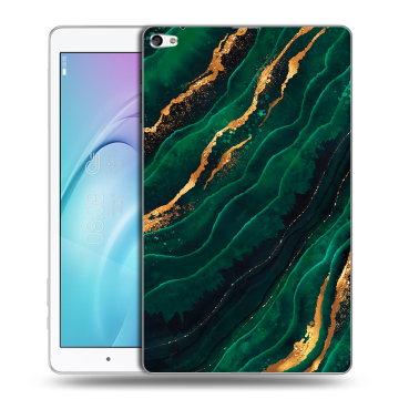 Силиконовый чехол на планшета Huawei MediaPad T2 10.0 Pro с принтом Мрамор зеленое золото