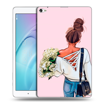 Силиконовый чехол на планшета Huawei MediaPad T2 10.0 Pro с принтом Девушка и букет
