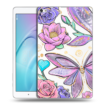 Силиконовый чехол на Huawei MediaPad T2 10.0 Pro с принтом Бабочки и цветы Силиконовый чехол на Huawei MediaPad T2 10.0 Pro с принтом Бабочки и цветы