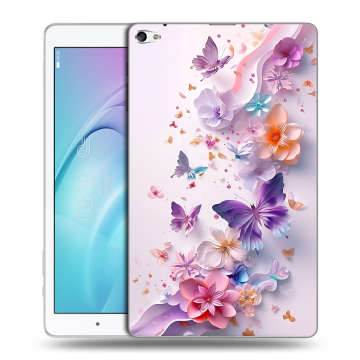 Силиконовый чехол на Huawei MediaPad T2 10.0 Pro с принтом цветы бабочки Силиконовый чехол на Huawei MediaPad T2 10.0 Pro с принтом цветы бабочки