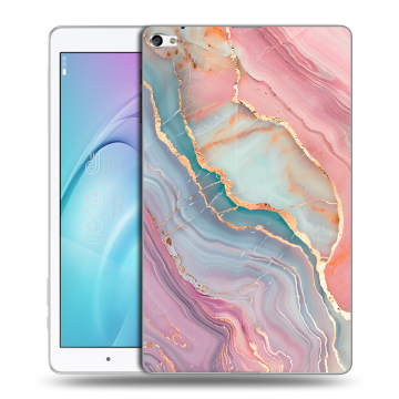 Силиконовый чехол на Huawei MediaPad T2 10.0 Pro с принтом розовый мрамор