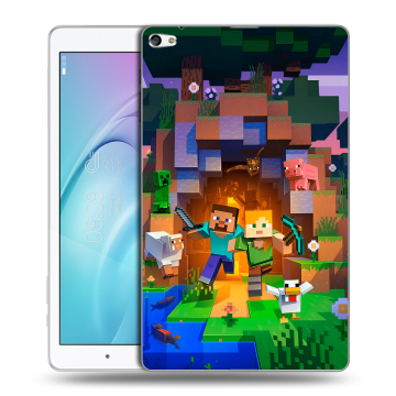 Силиконовый чехол на Huawei MediaPad T2 10.0 Pro с принтом Майнкрафт Minecraft