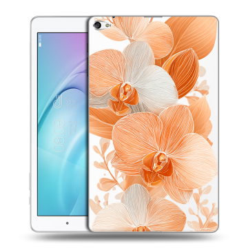 Силиконовый чехол на Huawei MediaPad T2 10.0 Pro с принтом Бежевые цветы