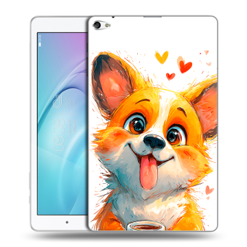 Силиконовый чехол на Huawei MediaPad T2 10.0 Pro с принтом корги Силиконовый чехол на Huawei MediaPad T2 10.0 Pro с принтом корги