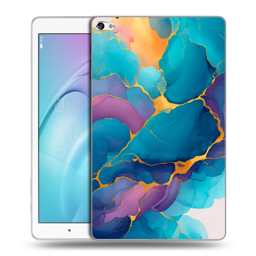 Силиконовый чехол на Huawei MediaPad T2 10.0 Pro с принтом Мрамор блестки