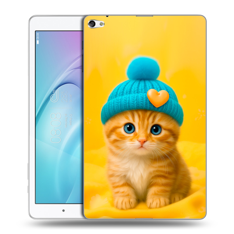 Силиконовый чехол на Huawei MediaPad T2 10.0 Pro с принтом Котенок в шапке Силиконовый чехол на Huawei MediaPad T2 10.0 Pro с принтом Котенок в шапке