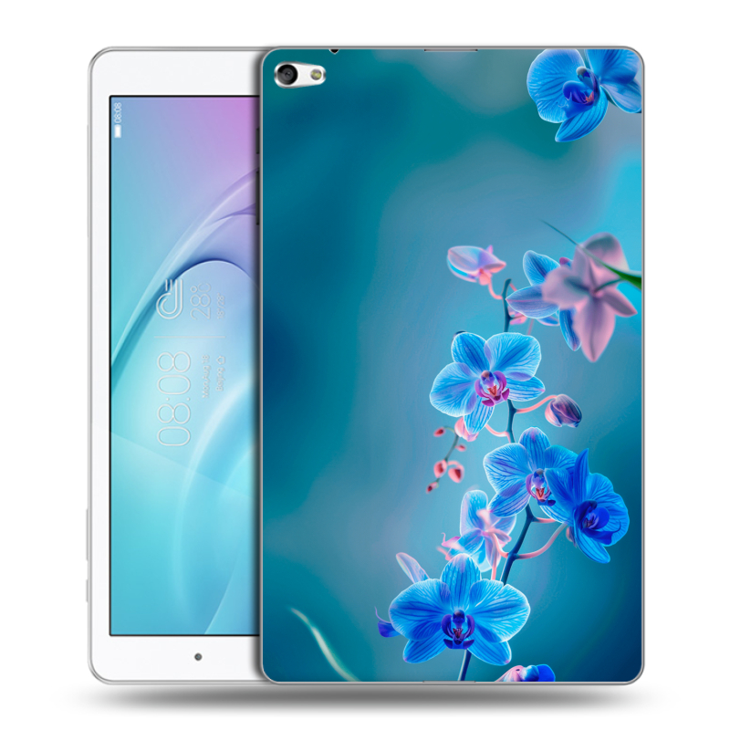 Силиконовый чехол на Huawei MediaPad T2 10.0 Pro с принтом Голубые цветы Силиконовый чехол на Huawei MediaPad T2 10.0 Pro с принтом Голубые цветы