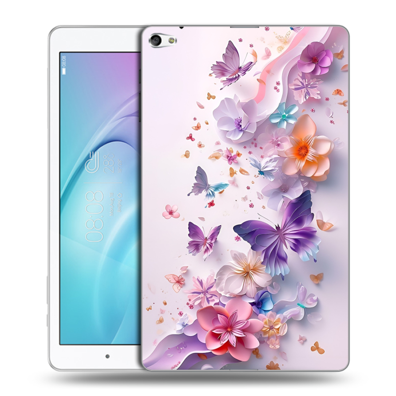 Силиконовый чехол на Huawei MediaPad T2 10.0 Pro с принтом цветы бабочки Силиконовый чехол на Huawei MediaPad T2 10.0 Pro с принтом цветы бабочки