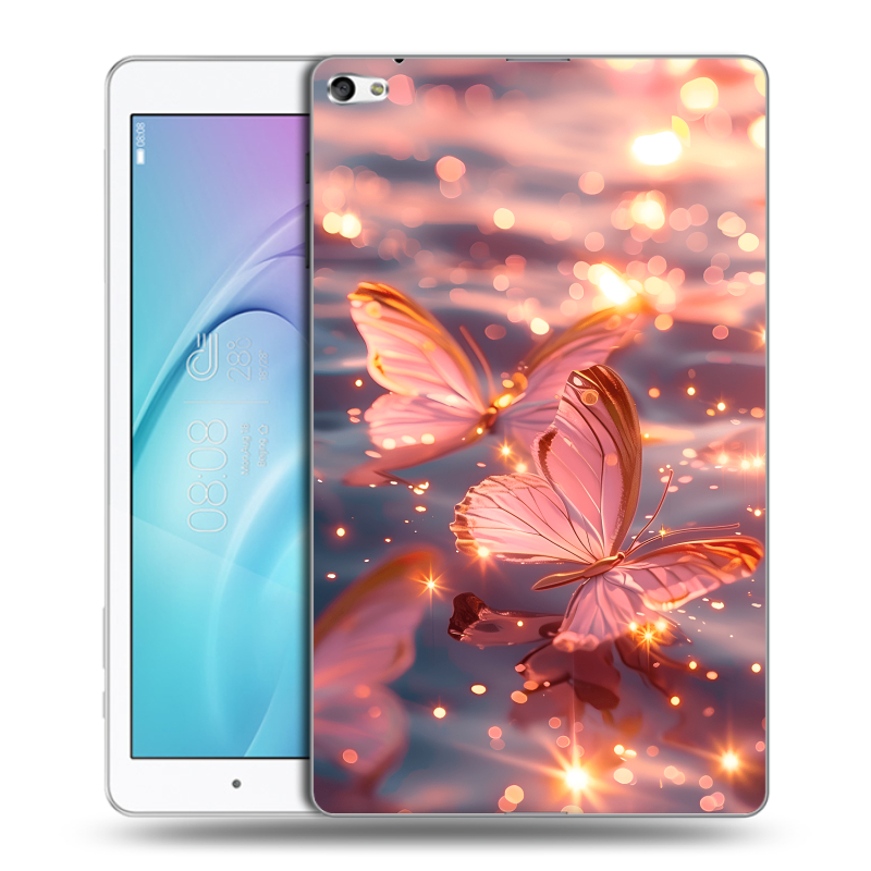 Силиконовый чехол на Huawei MediaPad T2 10.0 Pro с принтом бабочки розовые Силиконовый чехол на Huawei MediaPad T2 10.0 Pro с принтом бабочки розовые