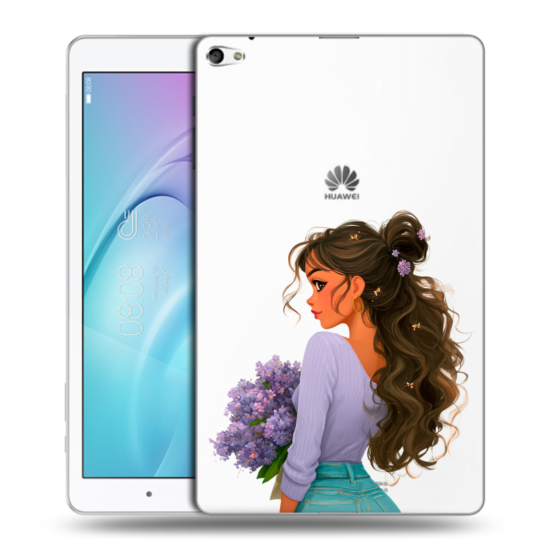 Силиконовый чехол на Huawei MediaPad T2 10.0 Pro с принтом девушка цветы Силиконовый чехол на Huawei MediaPad T2 10.0 Pro с принтом девушка цветы