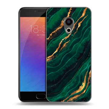 Пластиковый чехол на Meizu Pro 6 с принтом Мрамор зеленое золото
