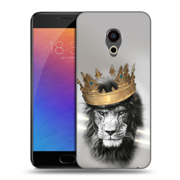 Пластиковый чехол на Meizu Pro 6 с принтом Лев с короной