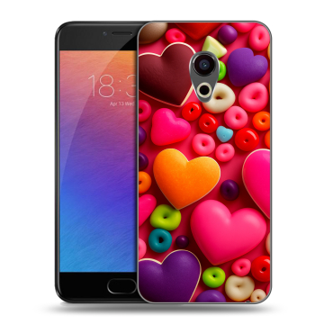 Пластиковый чехол на Meizu Pro 6 с принтом Сердечки