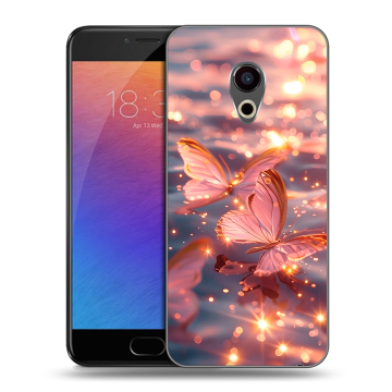 Пластиковый чехол на Meizu Pro 6 с принтом бабочки розовые