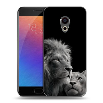Пластиковый чехол на Meizu Pro 6 с принтом Лев кошки