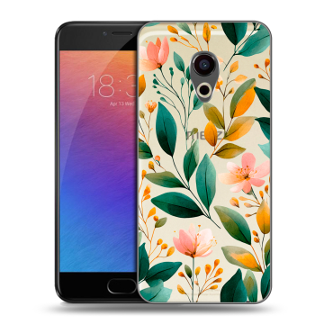 Пластиковый чехол на Meizu Pro 6 с принтом Цветы паттерн