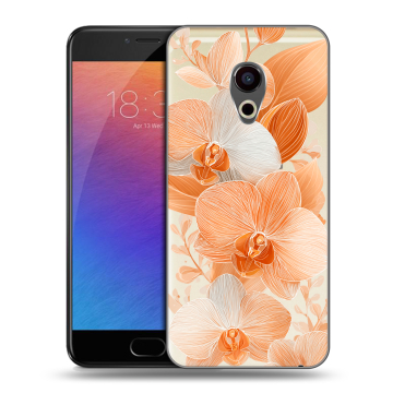 Пластиковый чехол на Meizu Pro 6 с принтом Бежевые цветы