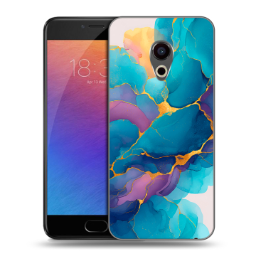 Пластиковый чехол на Meizu Pro 6 с принтом Мрамор блестки