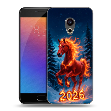 Пластиковый чехол на Meizu Pro 6 с принтом Новый год коня