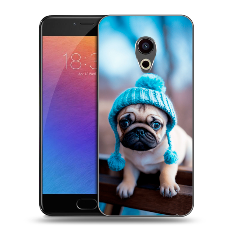 Пластиковый чехол на Meizu Pro 6 с принтом Мопс в шапке Пластиковый чехол на Meizu Pro 6 с принтом Мопс в шапке