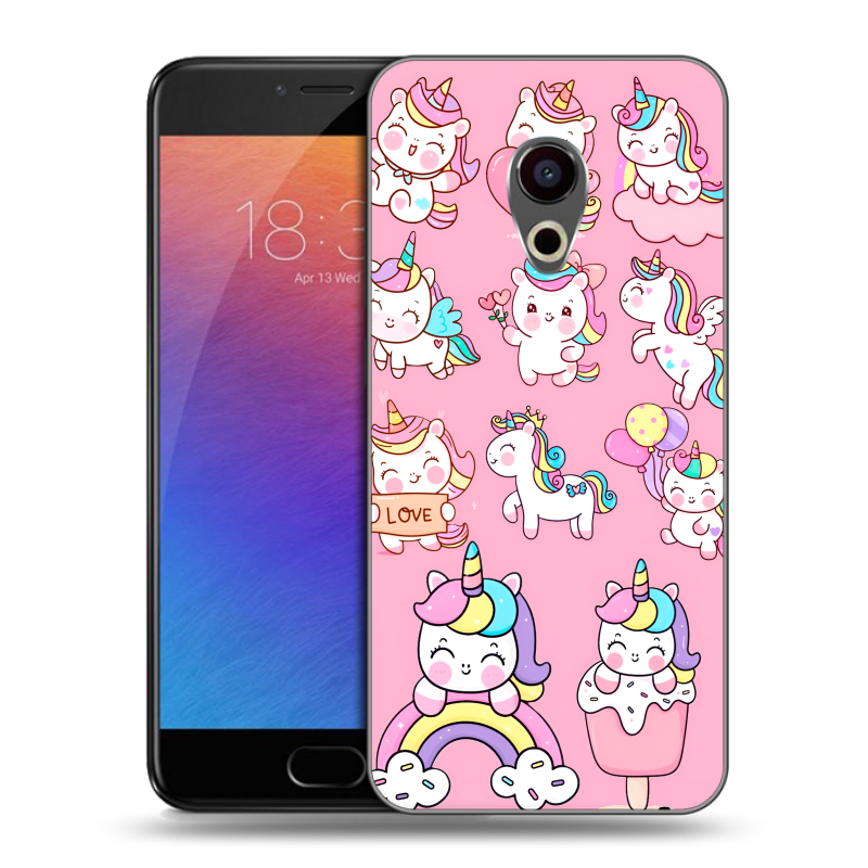 Пластиковый чехол на Meizu Pro 6 с принтом Единороги и радуга Пластиковый чехол на Meizu Pro 6 с принтом Единороги и радуга